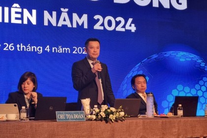 Ông Nguyễn Hoàng Hải, quyền Tổng giám đốc Ngân hàng Eximbank chia sẻ với các cổ đông