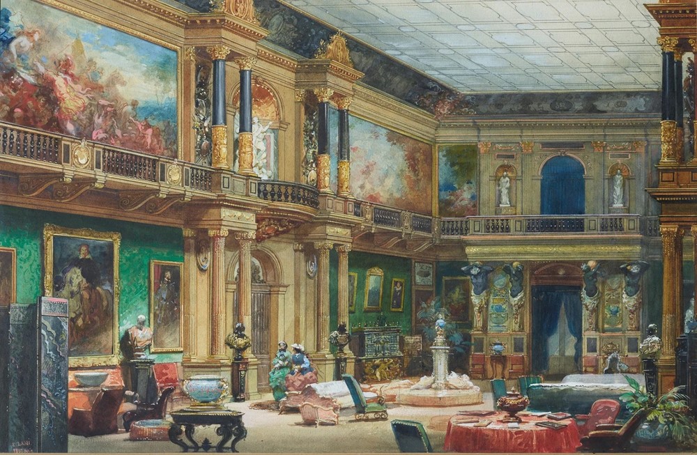 Một bức tranh màu nước về bất động sản do James Mayer de Rothschild xây dựng, nơi nhiều tác phẩm trong cuộc đấu giá trước đây đã được trưng bày.