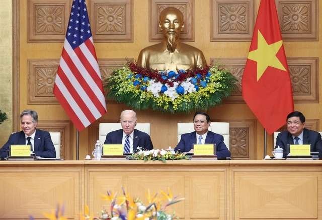 Thủ tướng Phạm Minh Chính và Tổng thống Hoa Kỳ Joe Biden tham dự "Hội nghị cấp cao Việt Nam - Hoa Kỳ về đầu tư và đổi mới sáng tạo".
