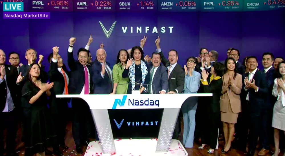 Vinfast chính thức niêm yết trên sàn giao dịch chứng khoán Nasdaq (Mỹ)