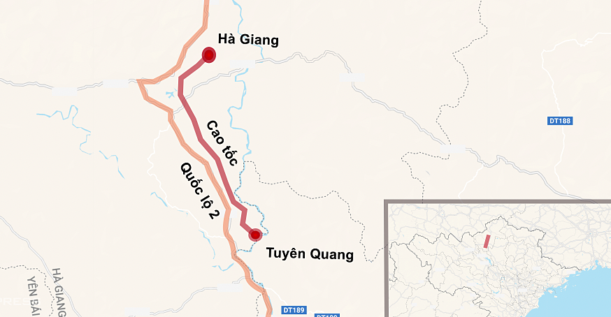 Chiều dài dự án cao tốc Tuyên Quang - Hà Giang (giai đoạn 1)