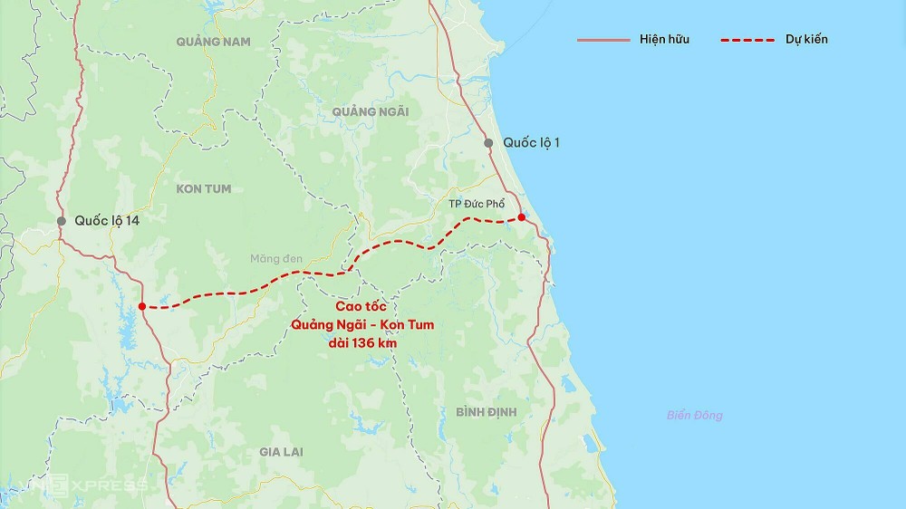 Cao tốc Quảng Ngãi- Kon Tum dài 136 km