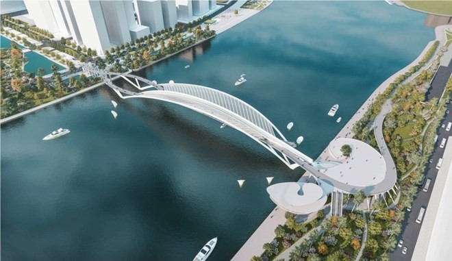 Phối cảnh thiết kế cầu đi bộ vượt sông Sài Gòn hình lá dừa nước