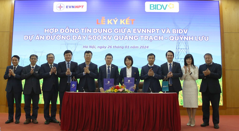 EVNNPT ký kết với BIDV hợp đồng tín dụng cho dự án đường dây 500kV Quảng Trạch – Quỳnh Lưu 