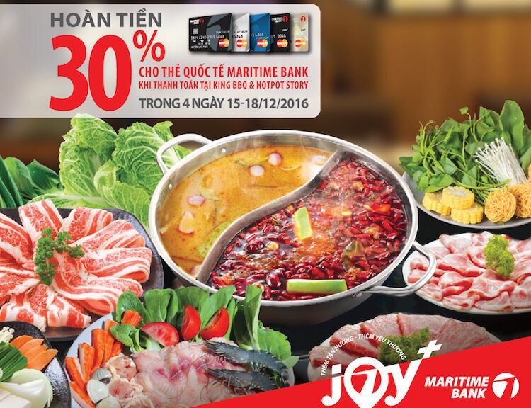 Thưởng thức ẩm thực Châu Á, hoàn tiền 30% với Maritime Bank