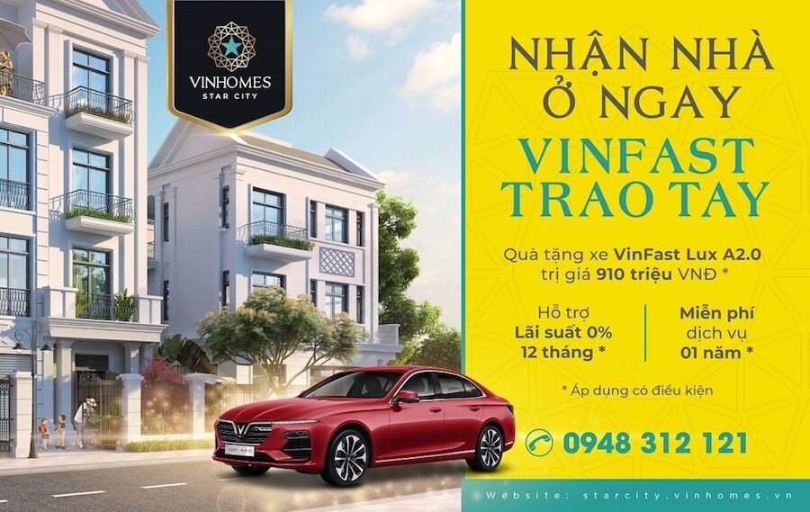 Tặng xe VinFast cho khách hàng mua nhà Vinhomes Star City Thanh Hoá