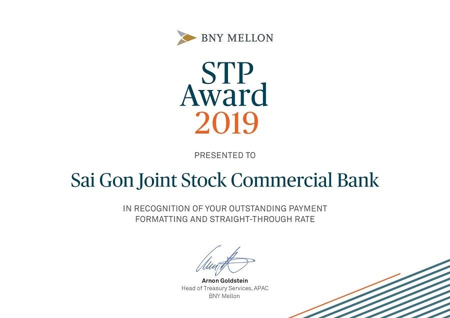 SCB vinh dự nhận giải thưởng SPT AWARD của Bank of New York Mellon