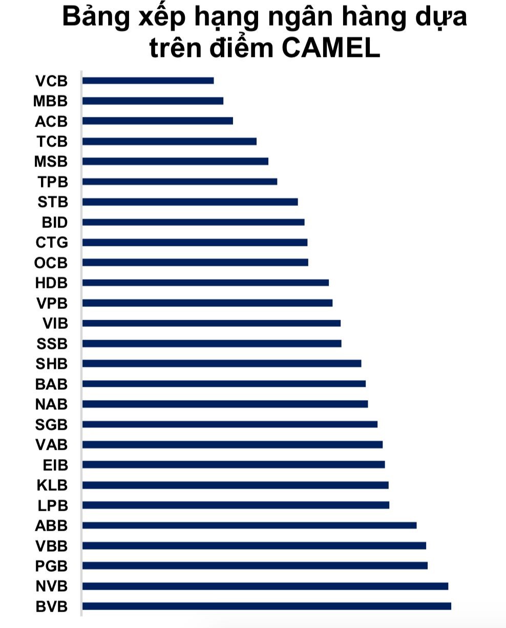 Bảng xếp hạng 27 ngân hàng Việt theo mô hình Camel