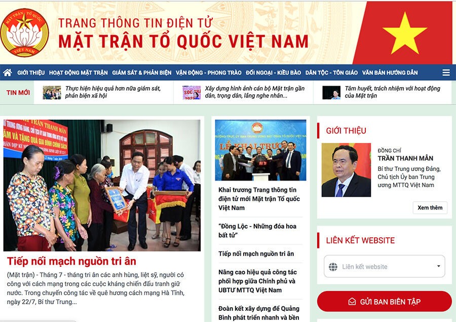 Khai trương trang thông tin điện tử Mặt trận Tổ quốc Việt Nam phiên bản mới
