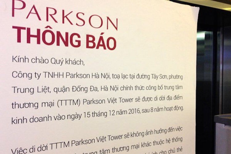 Parkson Thái Hà đóng cửa sau 8 năm: Rút khỏi Hà Nội?