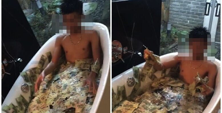 Phản cảm ‘thiếu gia’ Việt khoe tiền và cơ thể trong bồn tắm