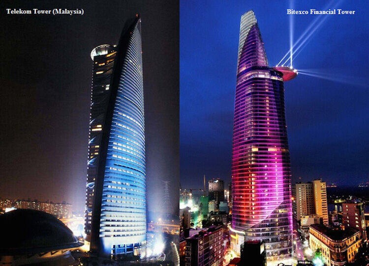 Tháp Telekom Tower ở Malaysia được cho là na ná tháp Bitexco Financial Tower ở Sài Gòn