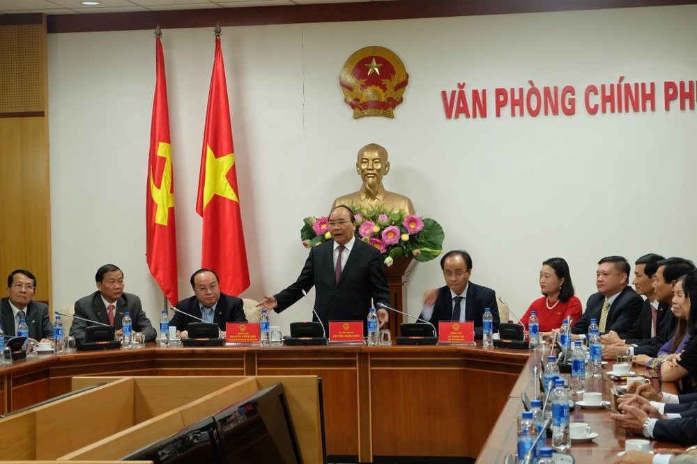 Thủ tướng Nguyễn Xuân Phúc tiếp Ðoàn đại biểu Hiệp hội Phát triển hàng tiêu dùng Việt Nam