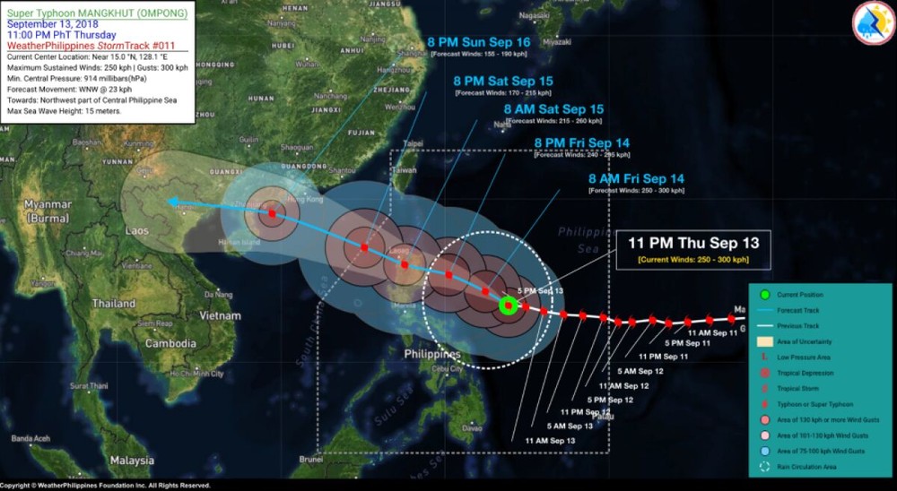 Cảnh báo: Siêu bão Mangkhut hướng thẳng vào Bắc Bộ