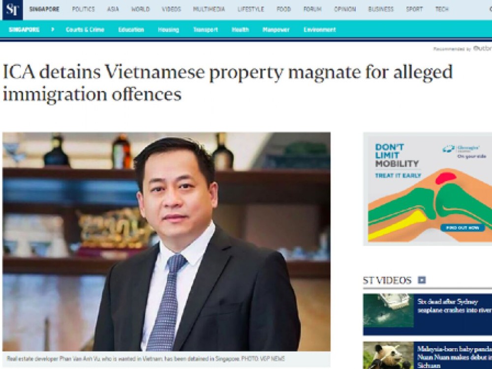 Singapore xác nhận đang tạm giữ ông Phan Van Anh Vu