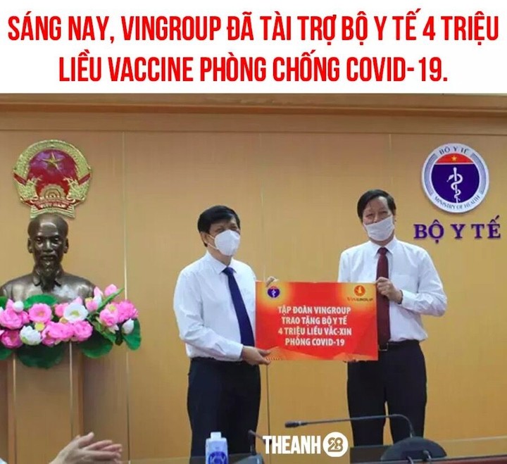 Vingroup hỗ trợ ngành y tế số tiền tương đương 4 triệu liều vaccine